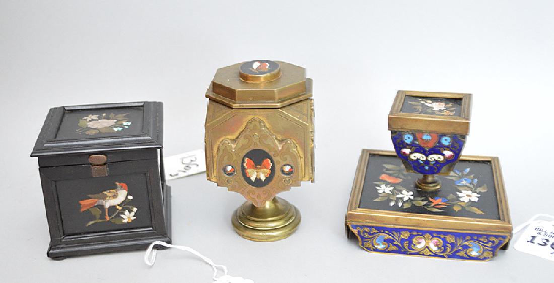 Three 19th Century Inkwells.  1 Inkwell Cloisonné (1 of 7)