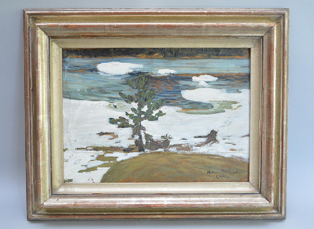 Helmer Osslund (SWEDISH, 1866-1938) oil on board, snowy (1 of 5)
