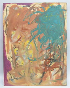 Mary Abbott (AMERICAN, 1921) ABSTRACT, oil on paper: Mary Abbott (AMERICAN, 1921) ABSTRACT, oil on paper laid on board, signed lower right, 24 inches x 18-1/4