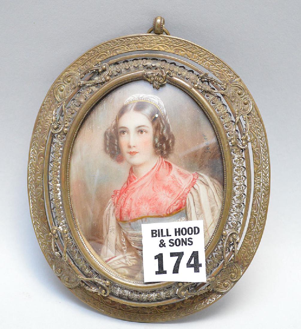 Oval portrait in brass reticulated frame (1 of 3)