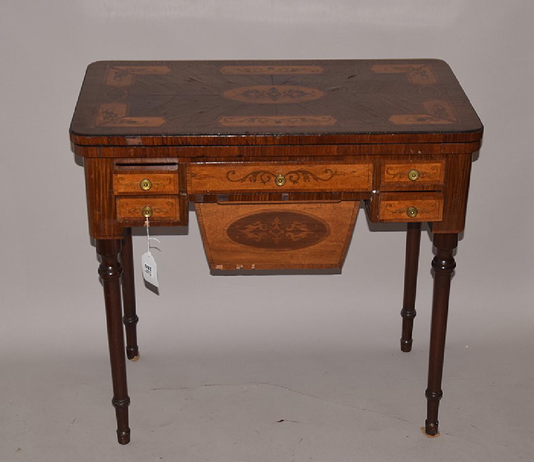 English mahogany marquetry games table, circa 1820-1840 (1 of 7)