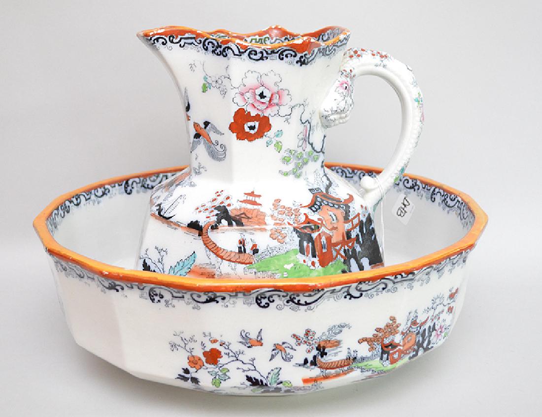 Masons pitcher (11"h) & bowl (16"dia) ______ pattern (1 of 6)