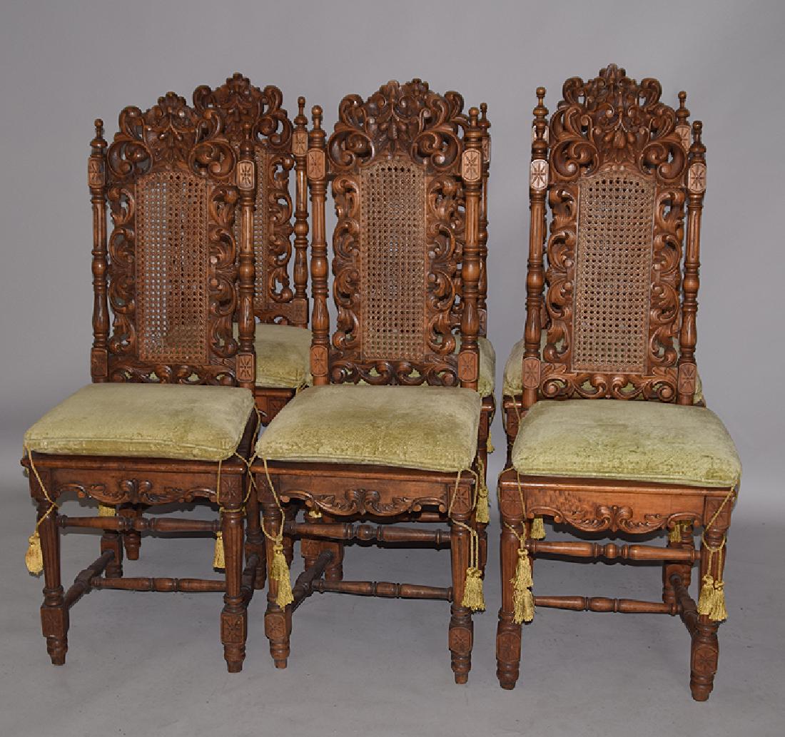 6 Continental carved and caned side chairs (1 of 6)