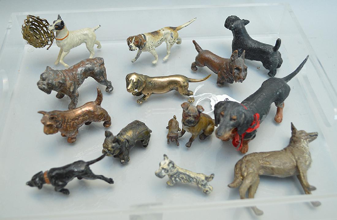 13 Assorted Cold Painted Metal Dogs.  Largest (Beigle) (1 of 3)