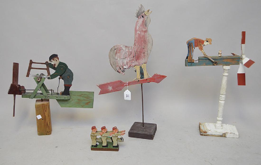 4 pieces American Folk Art whirlygigs: 4 pieces American Folk Art whirlygigs
