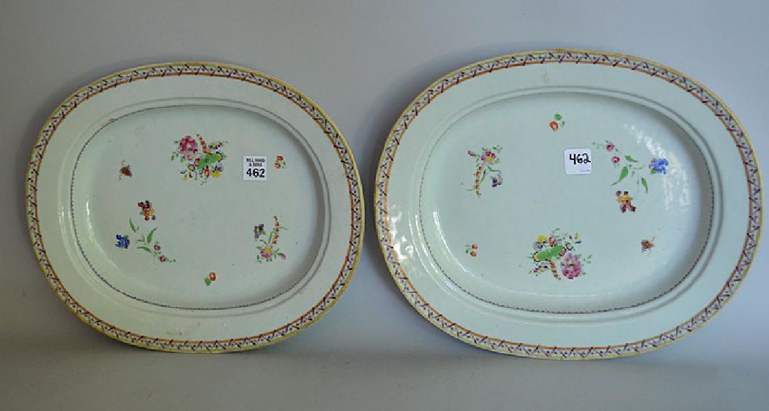 Pair Chinese Export Porcelain Platters.  12 x 14 1/2" (1 of 6)