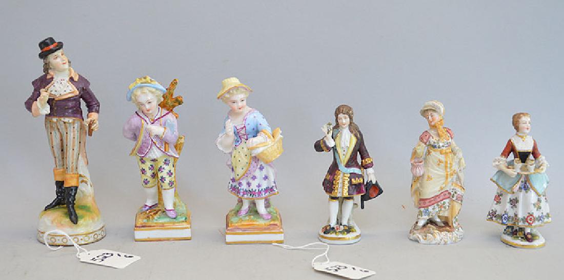 Lot 6 German Porcelain Figures.  Tallest (Man with top (1 of 5)