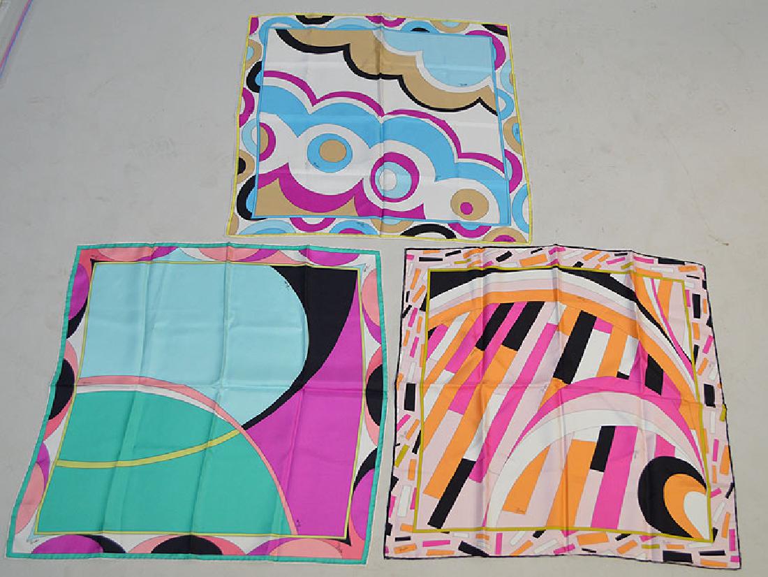 3 Emilio Pucci Silk Scarves, 22" X 22", Good Condition (1 of 4)