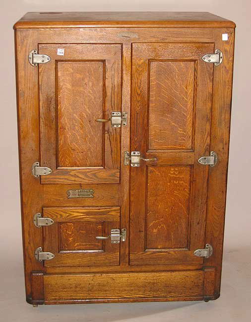 166 Double door oak antique refrigerator, "Leonard"