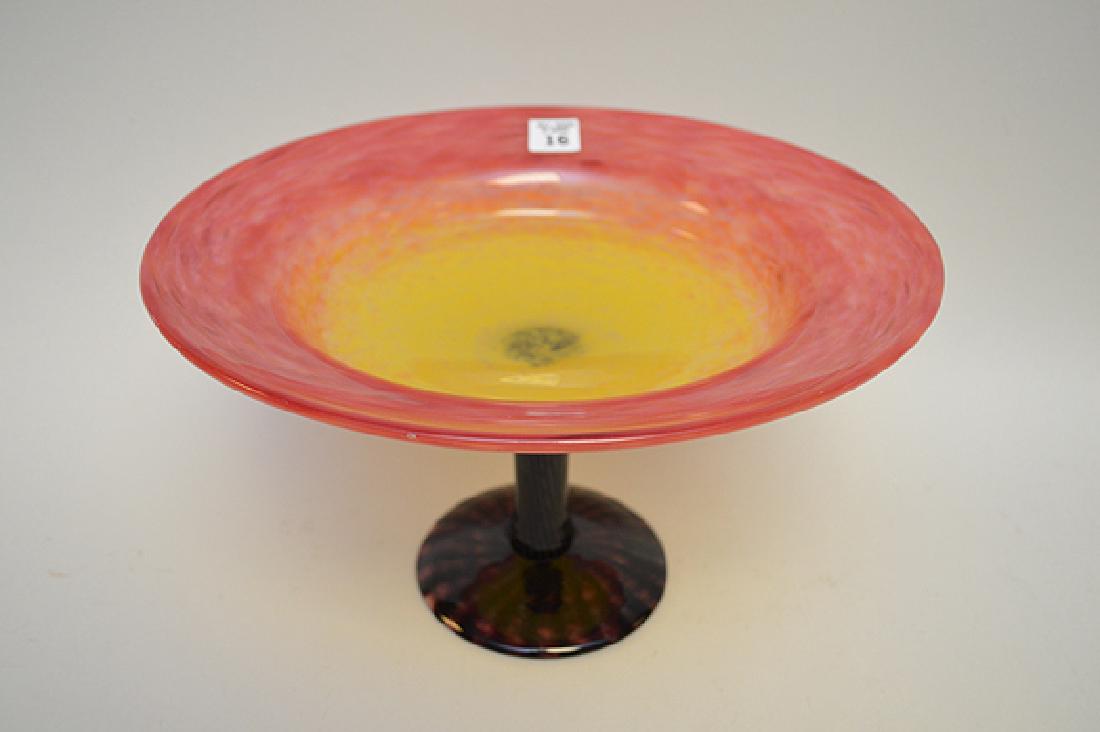 Schneider Art Glass Compote.  Condition: good.  Ht. 7 (1 of 3)