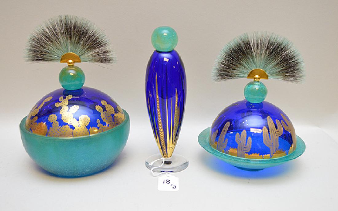 3 Piece Daum Glass Dresser Set.  Scent Bottle Ht. 8 (1 of 5)