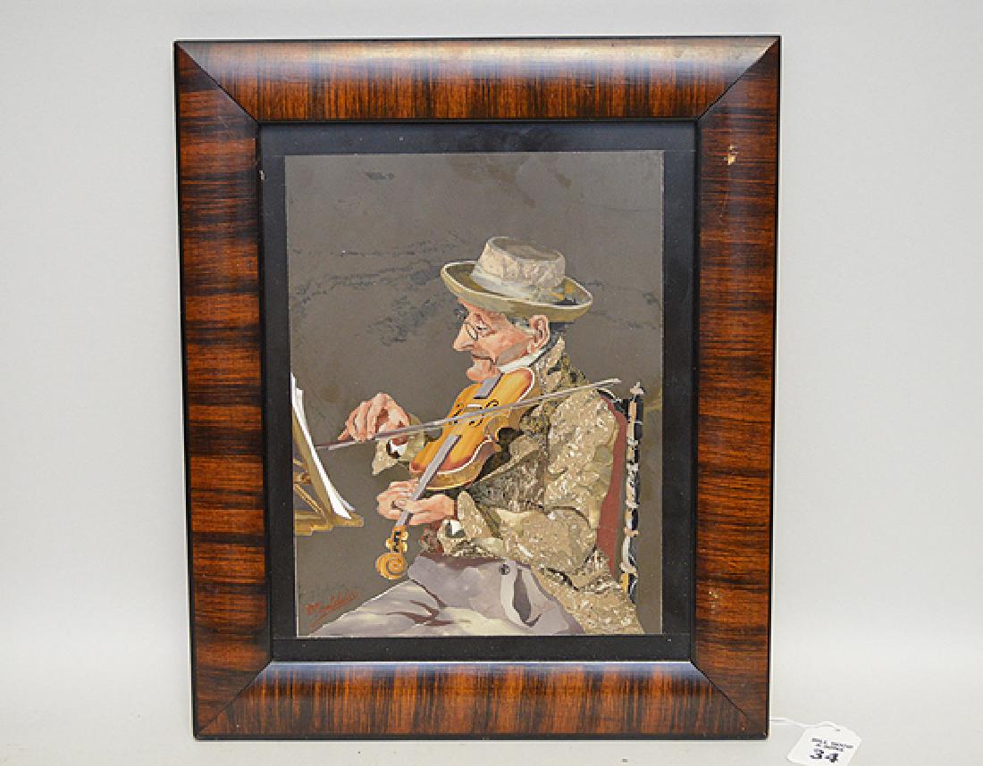 MONTELATICI PIETRA DURA PLAQUE.  Signed lower left. (1 of 4)