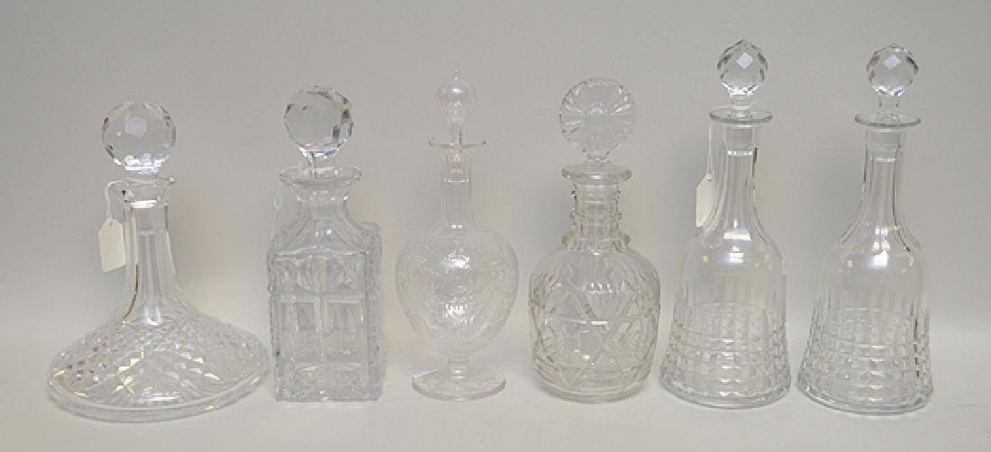 6 Assorted Glass Decanters.  Condition: no cracks or (1 of 4)