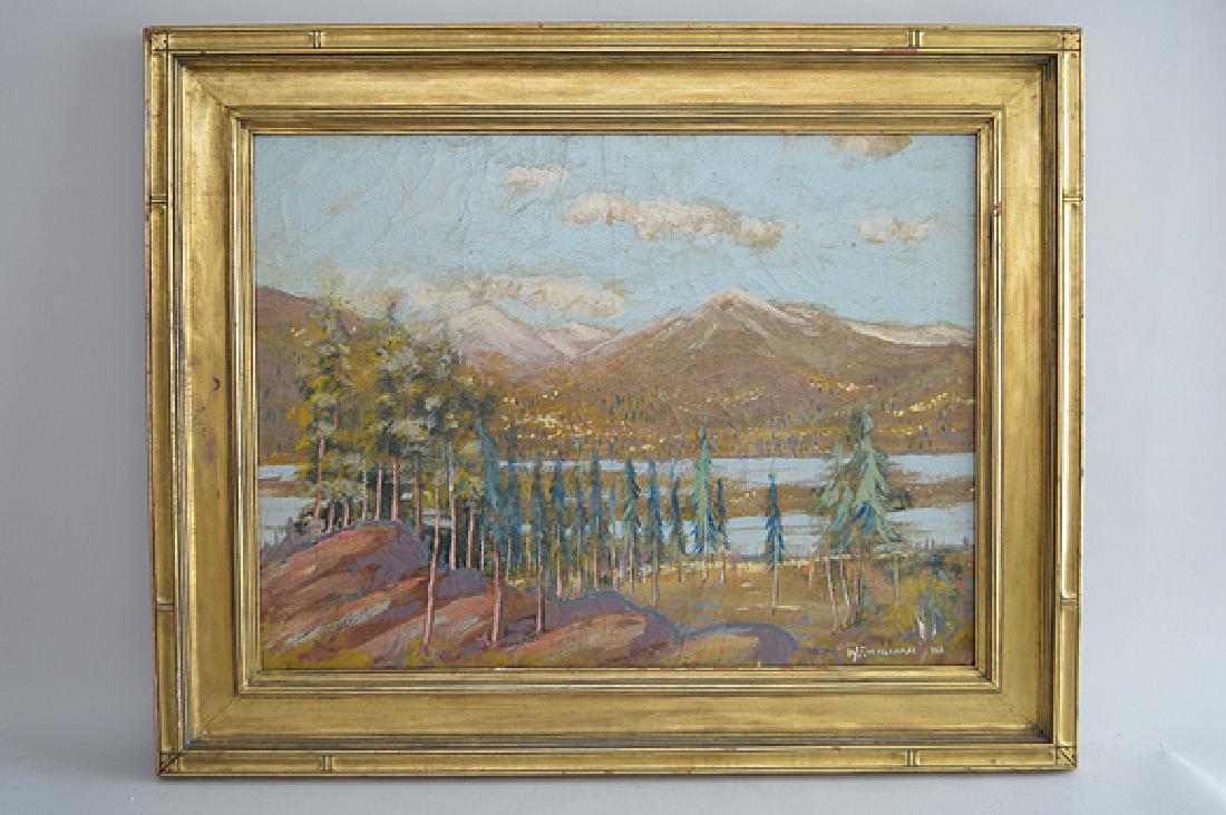 American Western picture signed W.F.William, mountain (1 of 4)