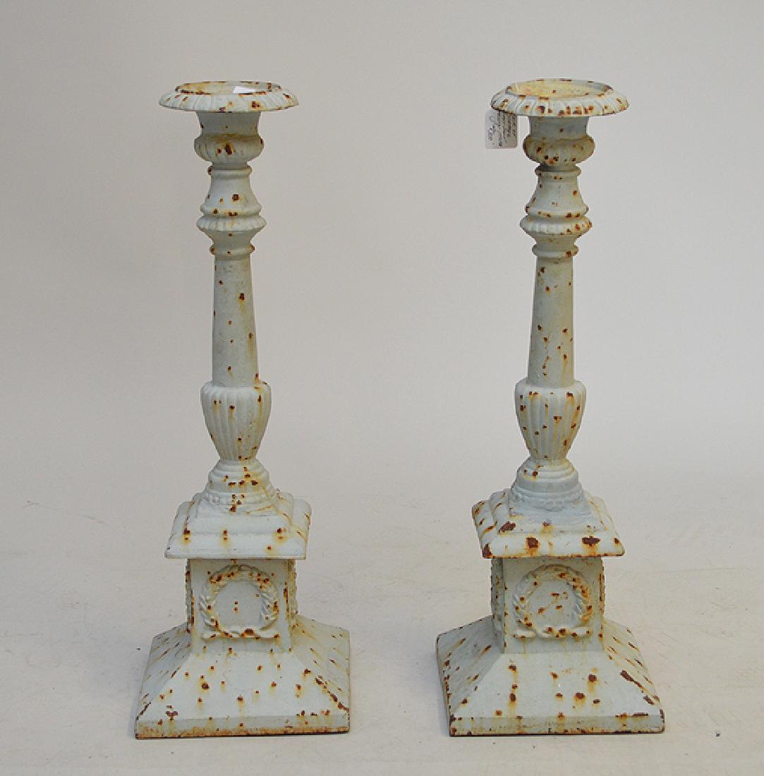Pair iron prickets, 28"h: Pair iron prickets, 28"h