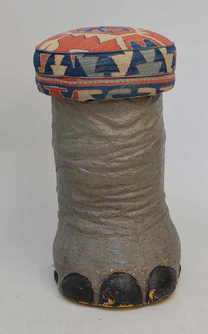 Faux Elephant leg stool with cushion top, 30"h x 17"w (1 of 4)