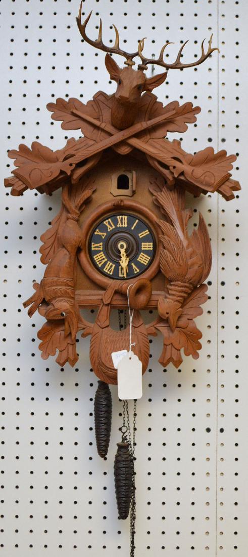 Carved Vintage wood cuckoo clock (1 of 4)