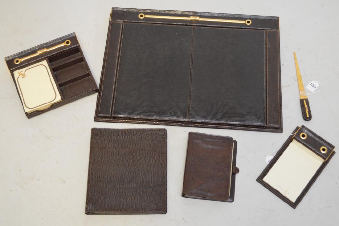 Vintage Gucci 5 Piece Snake Skin Desk Set.  Condition: (1 of 5)