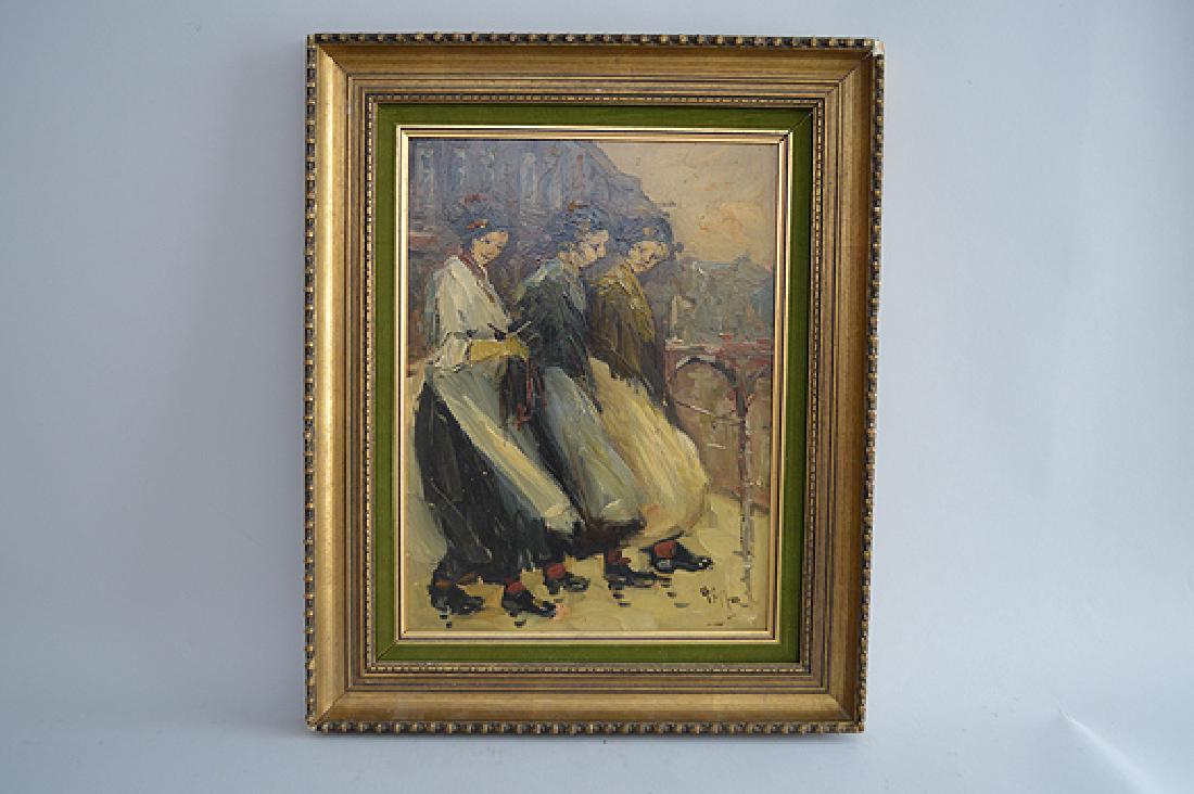 George Hendrik Breitner (Netherlands 1857 - 1923) oil: George Hendrik Breitner (Netherlands 1857 - 1923) oil on panel, 3 Woman, 15-3/4 x 11-7/8