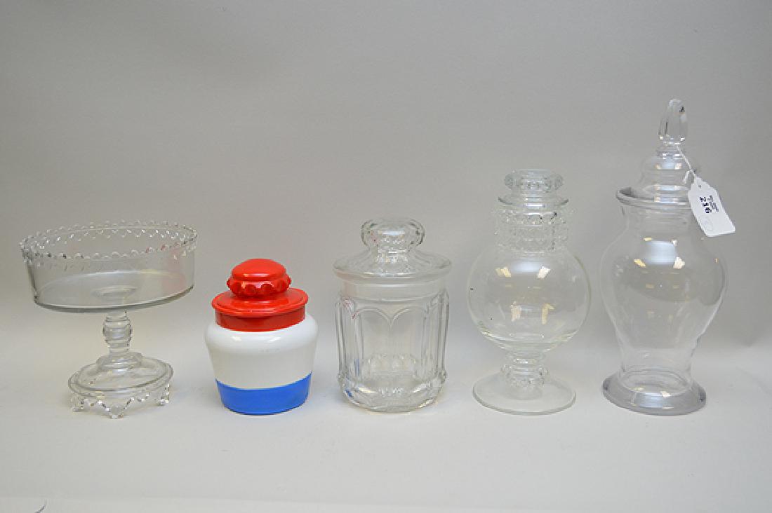 5 pcs. American glass, early 20th/19th c. country store (1 of 3)