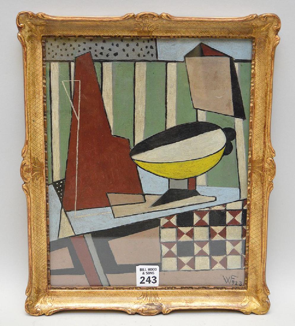American School, Cubist composition, oil on panel, (1 of 4)