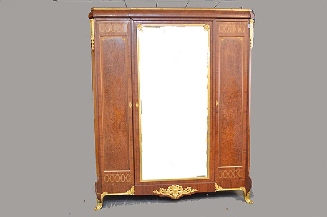 French linen press with full beveled glass mirror in (1 of 4)