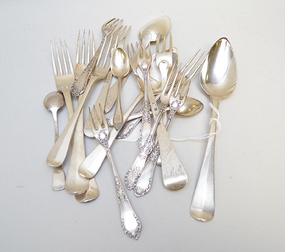 18 pcs. Assorted Continental Silver Flatware.  Largest (1 of 4)