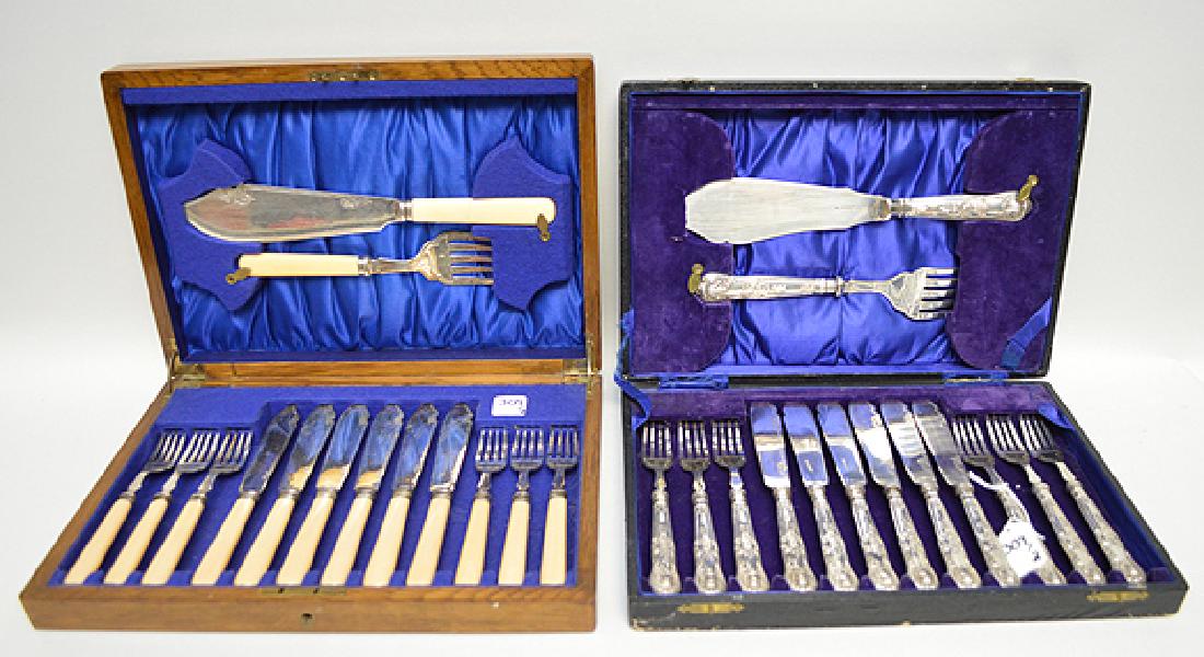Antique English Silver Plated Fish Set  with gold wash (1 of 4)