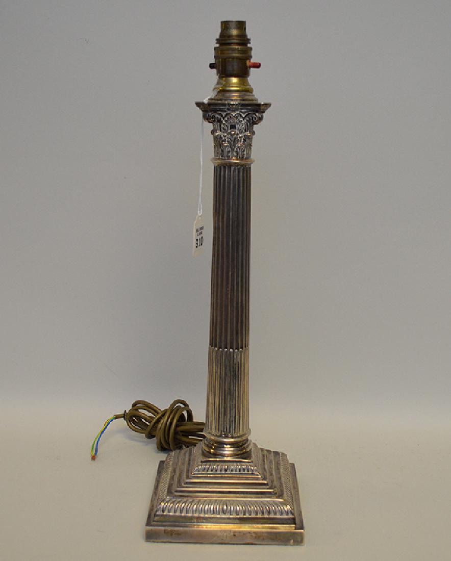 English Sterling Column Form Lamp.  Ht. 19 3/4" to the (1 of 5)