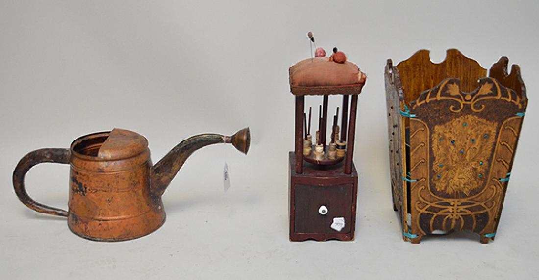 Pyrography 4 panel bucket (16"h), original red wash (1 of 1)