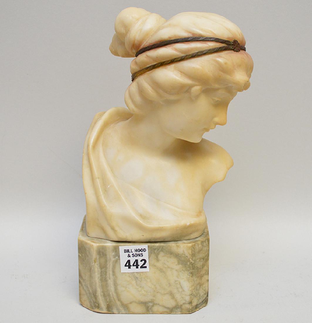 Alabaster figural sculpture of lady, 10"h: Alabaster figural sculpture of lady, 10"h