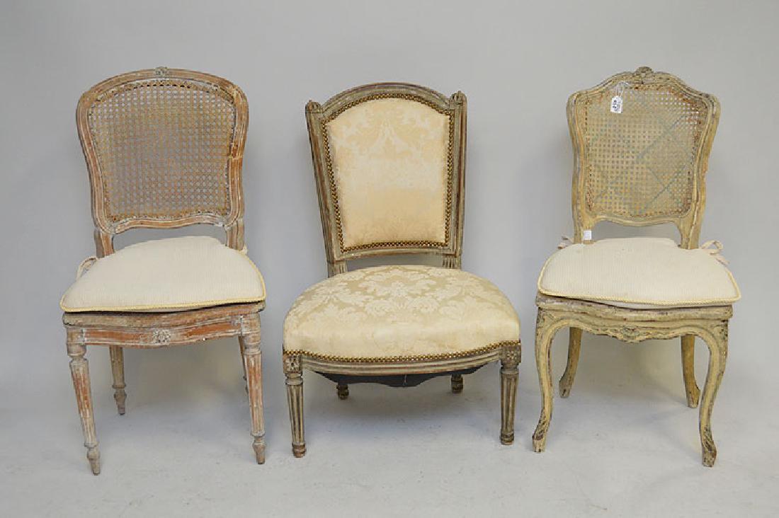 Three 19th c. French upholstered and caned side chairs (1 of 2)