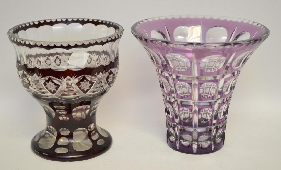 2 Cut To Clear Class Vases.  1 Lavender Cut To Clear (1 of 2)