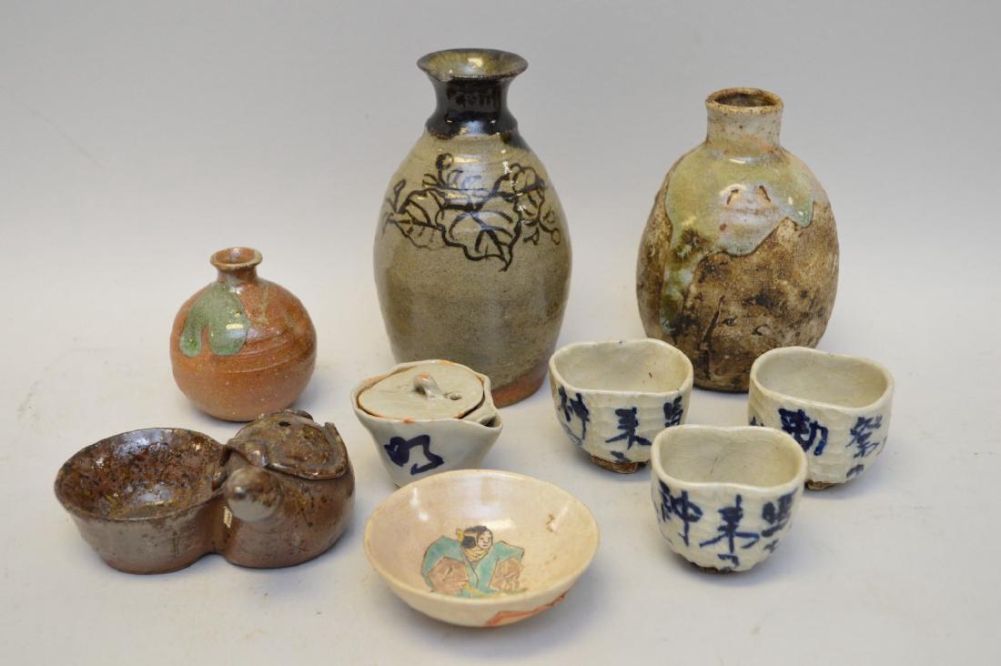 10 Early Asian Pottery Articles.  Largest Vase Ht. 5 (1 of 3)