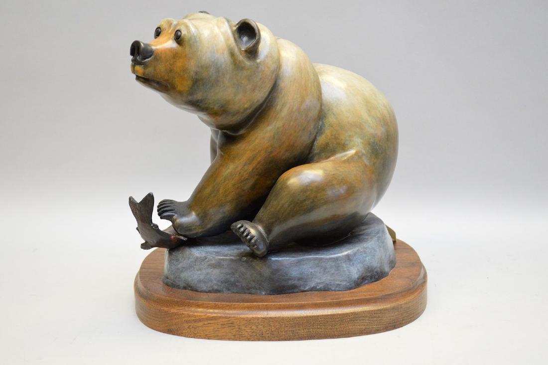 Poly Chromed Bronze Bear mounted on a wood base. (1 of 5)