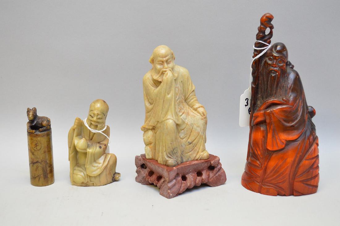 Four Chinese Vintage Carvings. Three Lohan ( two of (1 of 7)