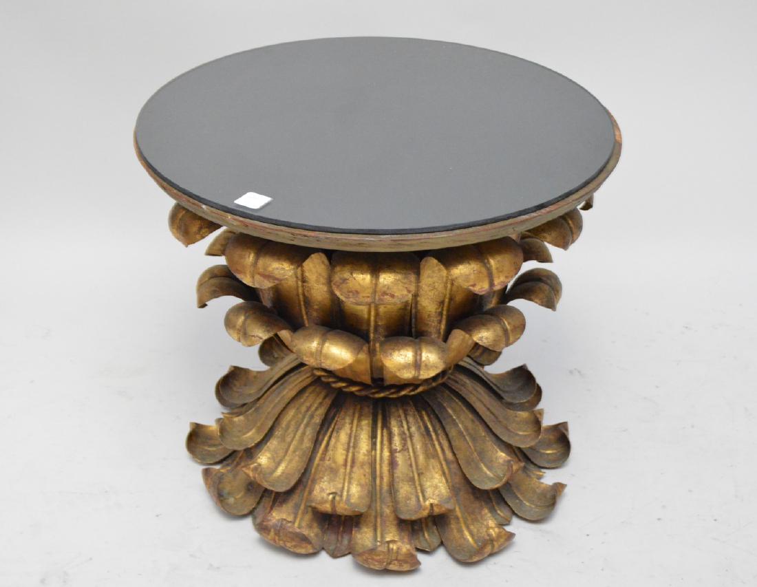 Gilt metal flower/leaf form occasional table with smoke (1 of 3)