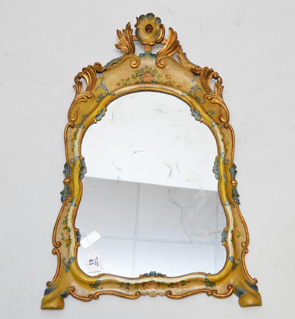 Italian painted frame mirror, 29"h x 16"w (1 of 3)