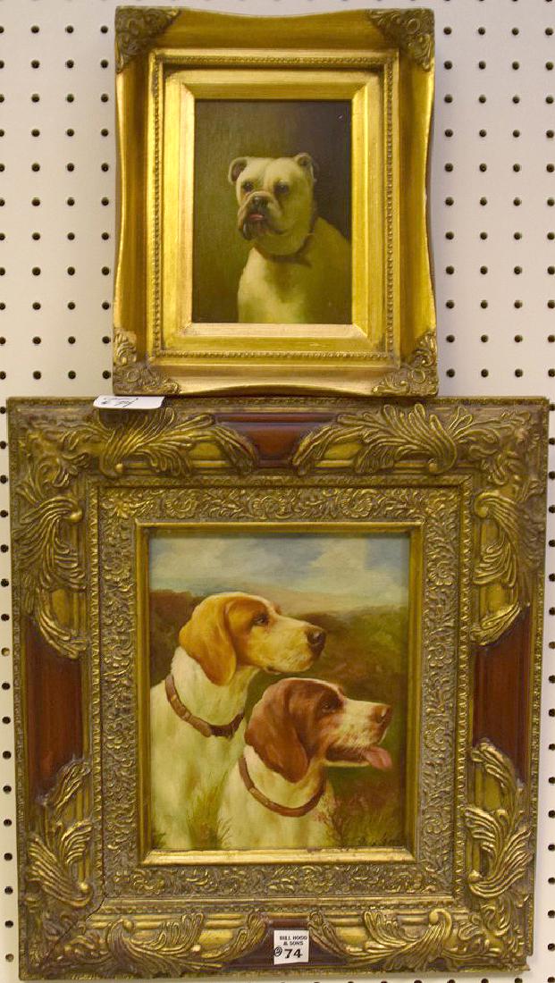 2 Dog Paintings, 20th century Decorative, one signed (1 of 4)