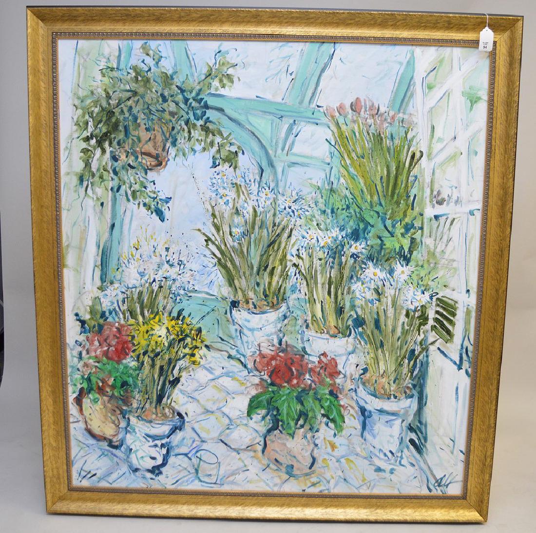 O.Alt, large oil on canvas, Green house plants and (1 of 5)