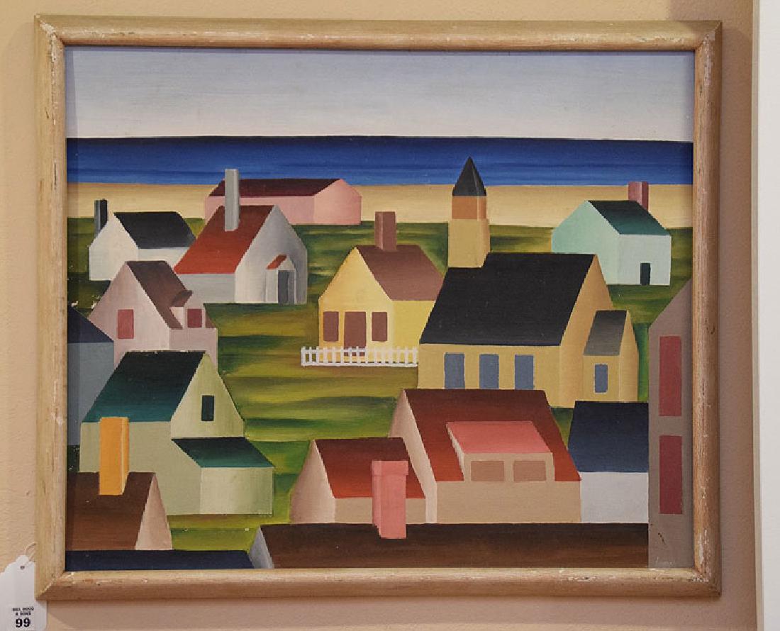 American School, oil on board, Provincetown Houses,: American School, oil on board, Provincetown Houses, unsigned, possibly by Kenneth Stubbs, 20 x 24 inches