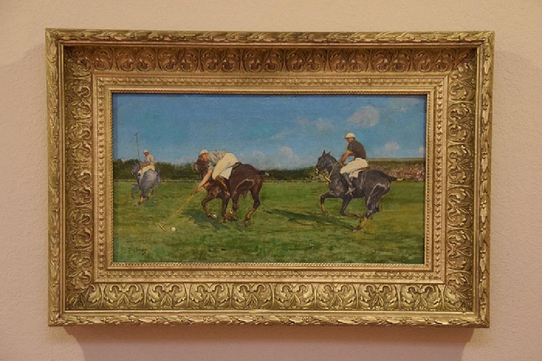 Juan Pinos (SPANISH, 1862-1910) oil on board, Polo: Juan Pinos (SPANISH, 1862-1910) oil on board, Polo Players, 9 x 16 inches