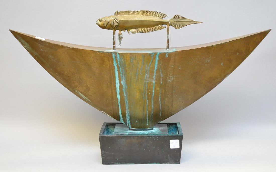 Mid Century bronze fountain, by Pozycinski, 27 1/2" x (1 of 4)