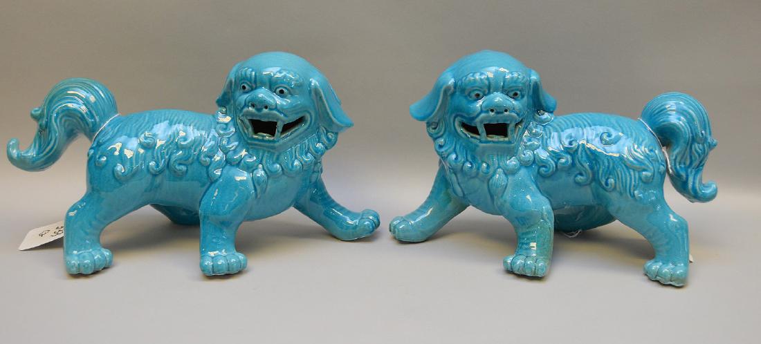 Pair 20th c. ceramic dogs, 7"h x 12 1/2"w (1 of 5)