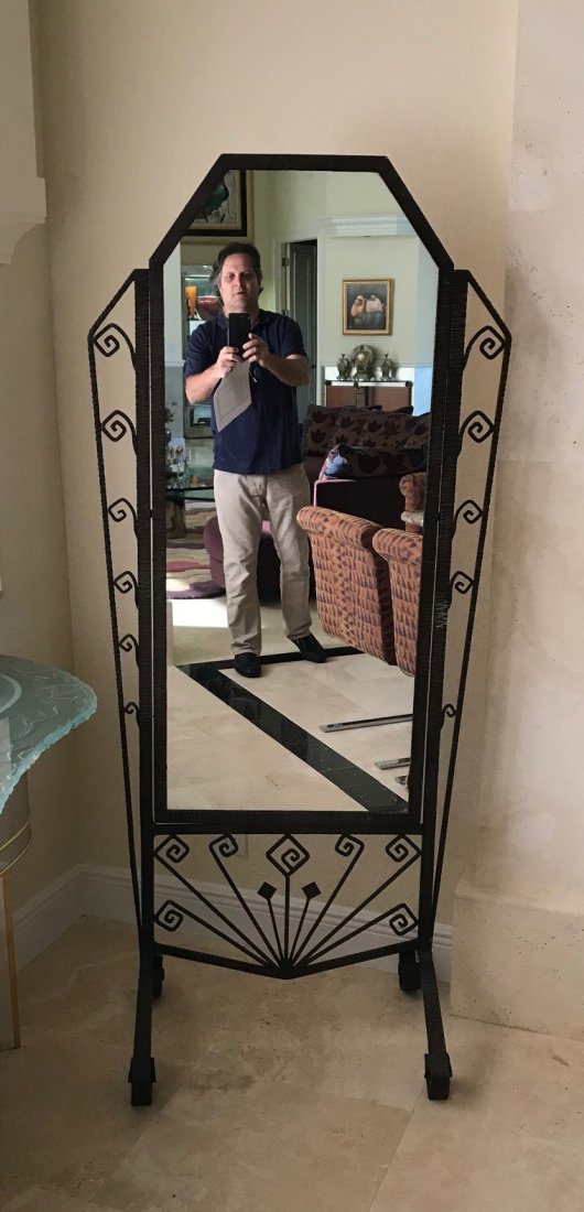 French Art Deco style iron mirror, style of Edgar (1 of 2)
