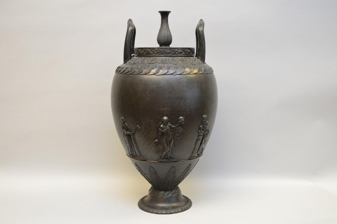 Large Wedgwood black Basalt covered urn, 21"h (1 of 15)