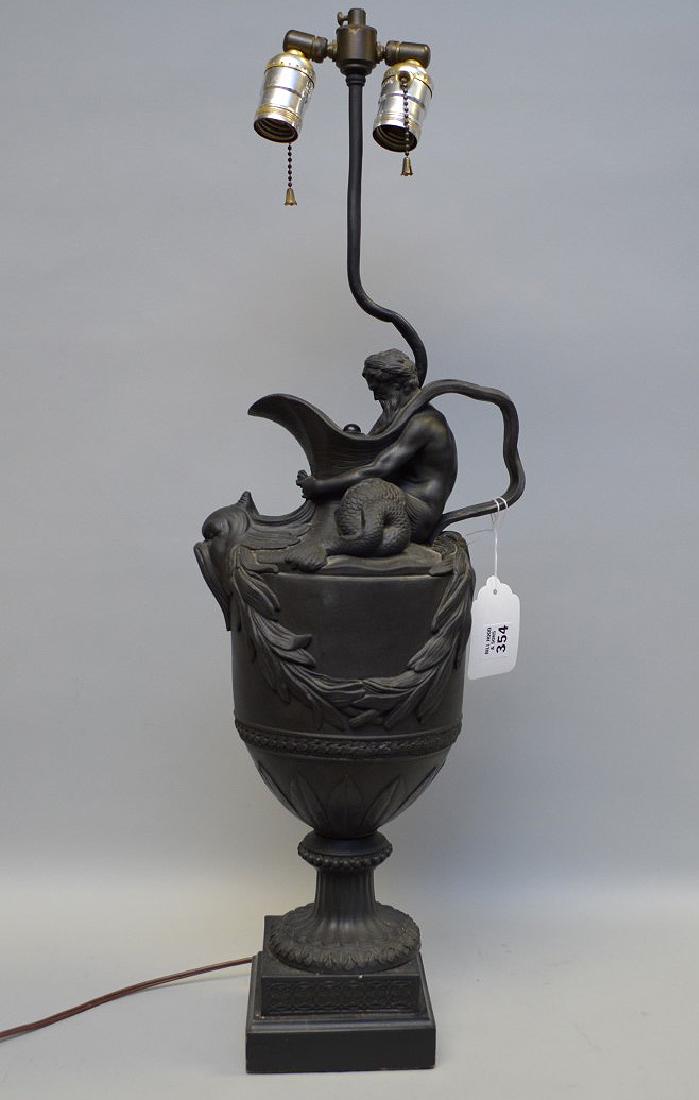 Wedgwood black Basalt mythological urn form lamp, (21"h (1 of 5)