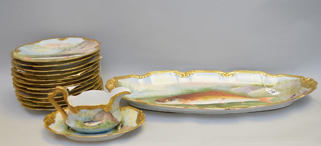 15 Piece Limoges Handpainted, French Porcelain, Fish (1 of 6)