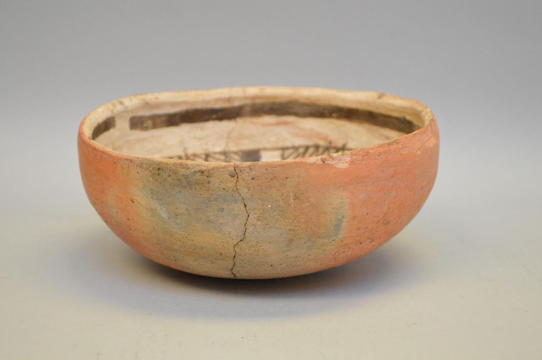 Gila Polychrome Pottery Bowl Ancient Southwest Pueblo: Gila Polychrome Pottery Bowl Ancient Southwest Pueblo Anasazi (ca ~ 950 AD - 1400 AD) 6 5/8" dia. X 3" h. Condition: Bowl has been repaired.; visible cracks along repair. Some paint loss to interior d
