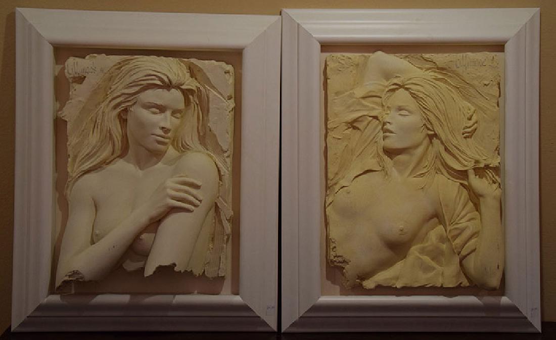 Bill Mack (American, born 1949) Pair Nude sand casts,: Bill Mack (American, born 1949) Pair Nude sand casts, approx. 21 x 16 inches. overall framed size 24 x 30 inches